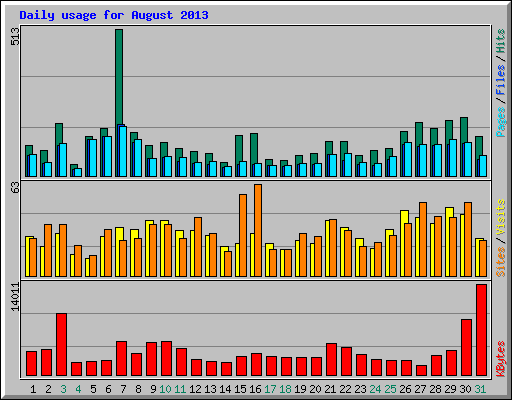 Daily usage for August 2013