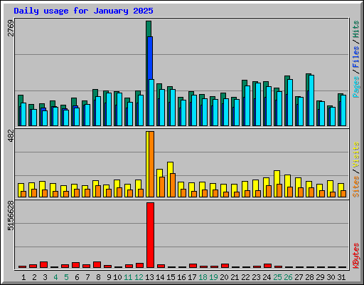 Daily usage for January 2025