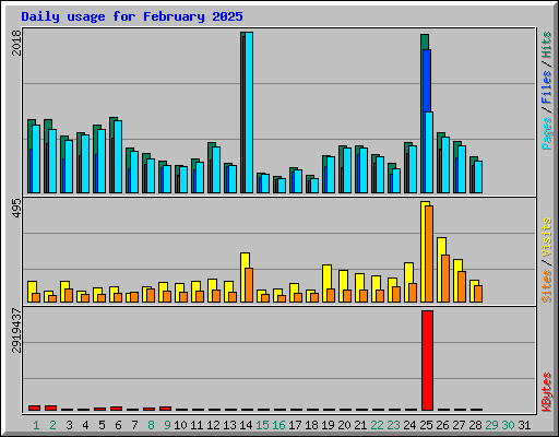 Daily usage for February 2025