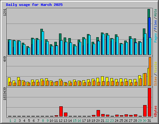 Daily usage for March 2025