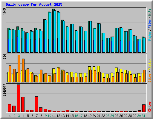 Daily usage for August 2025